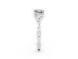 White gold Princess Cut Moissanite Solitaire Celtic Knot Ring with Four-Prong Setting_14