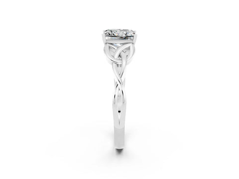 White gold Princess Cut Moissanite Solitaire Celtic Knot Ring with Four-Prong Setting_14