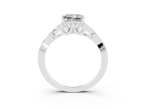 White gold Princess Cut Moissanite Solitaire Celtic Knot Ring with Four-Prong Setting_15