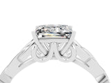 White gold Princess Cut Moissanite Solitaire Celtic Knot Ring with Four-Prong Setting_16