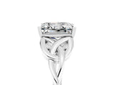 White gold Princess Cut Moissanite Solitaire Celtic Knot Ring with Four-Prong Setting_17