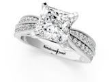 White gold Princess Cut Moissanite   Solitaire Diamond Ring with Milgrain Pavé Band and Four-Prong Setting_54