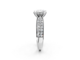 White gold Princess Cut Moissanite   Solitaire Diamond Ring with Milgrain Pavé Band and Four-Prong Setting_55