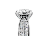White gold Princess Cut Moissanite   Solitaire Diamond Ring with Milgrain Pavé Band and Four-Prong Setting_58