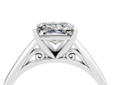 White gold Princess Cut Moissanite Solitaire Engagement Ring with Cathedral Setting and Four-Prong Mount_136