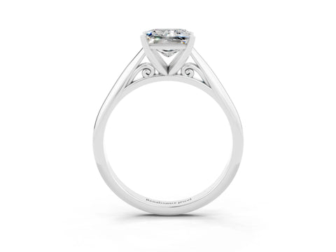 White gold Princess Cut Moissanite Solitaire Engagement Ring with Cathedral Setting and Four-Prong Mount_27