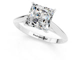 White gold Princess Cut Moissanite Solitaire Engagement Ring with Cathedral Setting and Four-Prong Mount_31