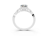 White gold Princess Cut Moissanite Solitaire Engagement Ring with Celtic Knot Band and Four-Prong Setting_3