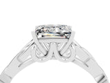 White gold Princess Cut Moissanite Solitaire Engagement Ring with Celtic Knot Band and Four-Prong Setting_4