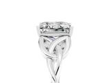White gold Princess Cut Moissanite Solitaire Engagement Ring with Celtic Knot Band and Four-Prong Setting_5