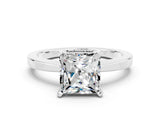 White gold Princess Cut Moissanite Solitaire Engagement Ring with Classic Band and Four-Prong Setting_24