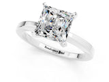 White gold Princess Cut Moissanite Solitaire Engagement Ring with Classic Band and Four-Prong Setting_25