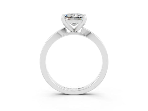 White gold Princess Cut Moissanite Solitaire Engagement Ring with Classic Band and Four-Prong Setting_27