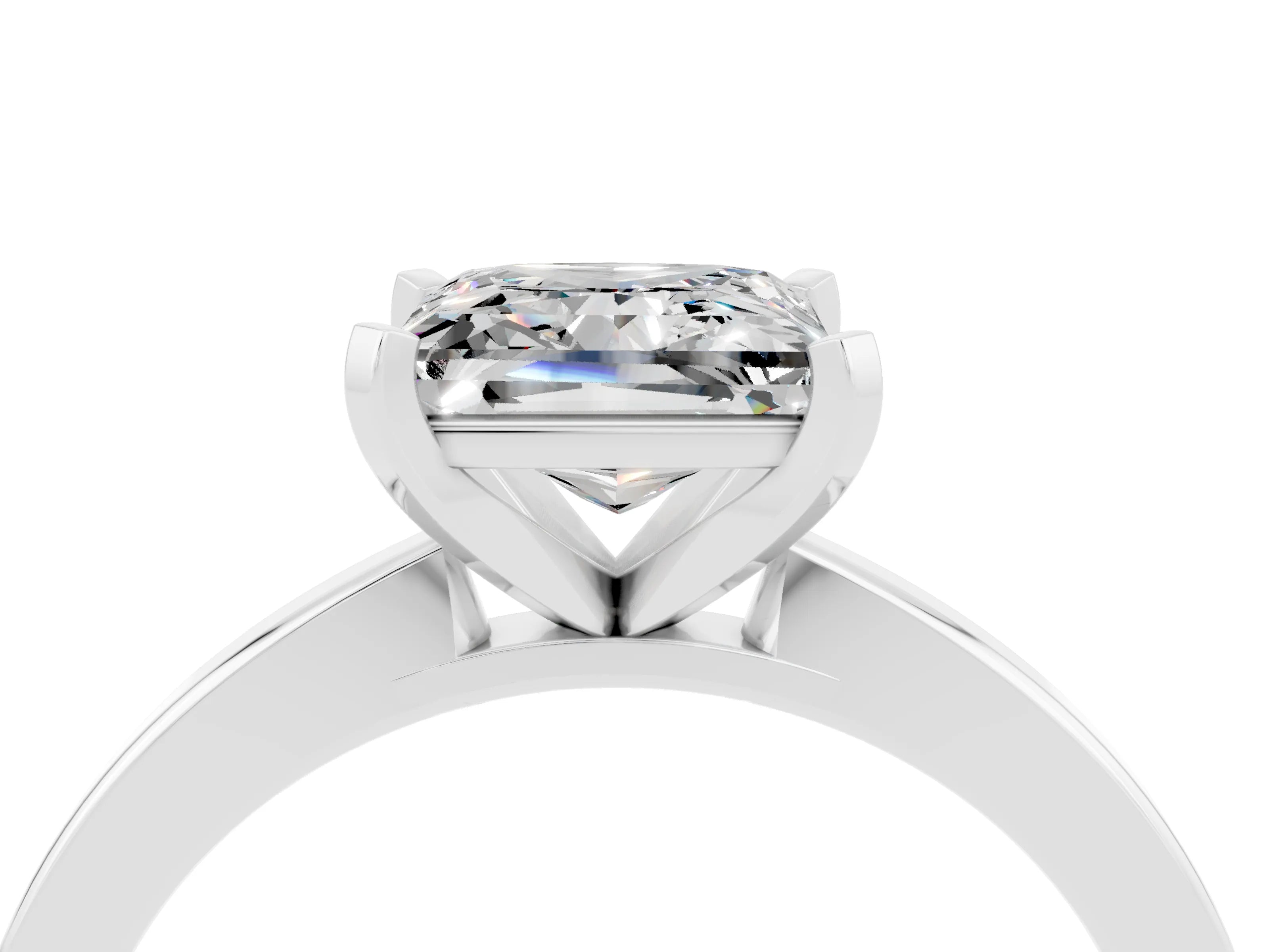 White gold Princess Cut Moissanite Solitaire Engagement Ring with Classic Band and Four-Prong Setting_28