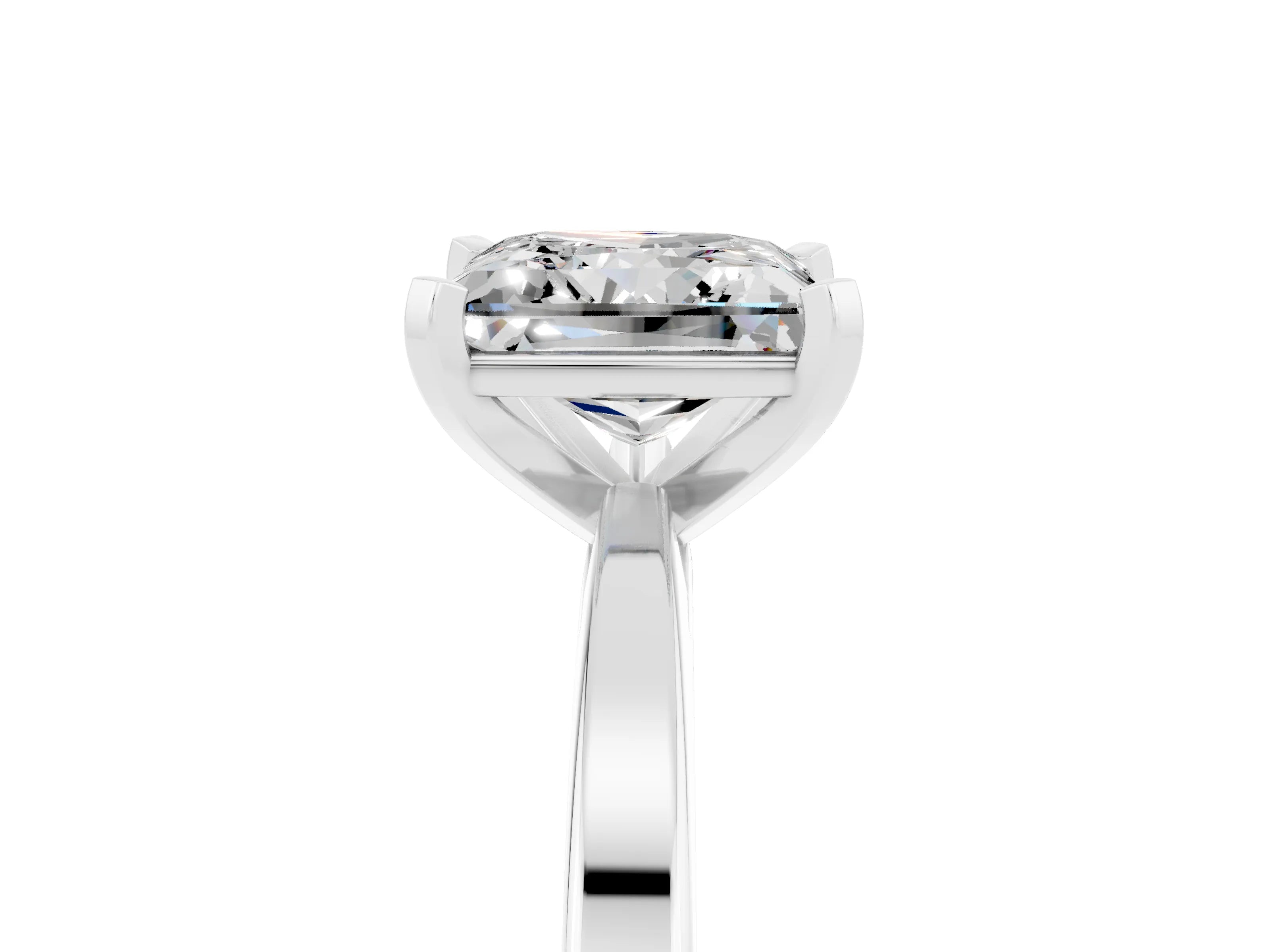 White gold Princess Cut Moissanite Solitaire Engagement Ring with Classic Band and Four-Prong Setting_29