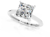 White gold Princess Cut Moissanite Solitaire Engagement Ring with Classic Band and Four-Prong Setting_37