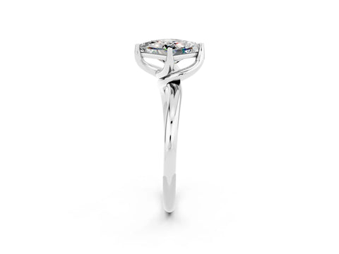 White gold Princess Cut Moissanite Solitaire Engagement Ring with Four-Prong Setting and Classic Band_14