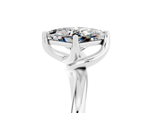 White gold Princess Cut Moissanite Solitaire Engagement Ring with Four-Prong Setting and Classic Band_17