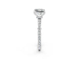 White gold Princess Cut Moissanite Solitaire Engagement Ring with Pavé Band and Four-Prong Setting_2