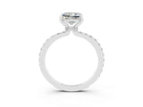 White gold Princess Cut Moissanite Solitaire Engagement Ring with Pavé Band and Four-Prong Setting_3