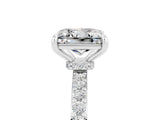 White gold Princess Cut Moissanite Solitaire Engagement Ring with Pavé Band and Four-Prong Setting_5