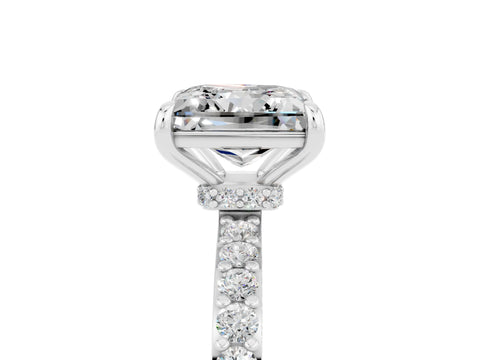 White gold Princess Cut Moissanite Solitaire Engagement Ring with Pavé Band and Four-Prong Setting_5