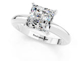 White gold Princess Cut Moissanite Solitaire Engagement Ring with Round Band and Four-Prong Setting_1