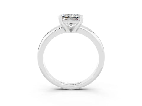 White gold Princess Cut Moissanite Solitaire Engagement Ring with Round Band and Four-Prong Setting_3