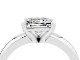 White gold Princess Cut Moissanite Solitaire Engagement Ring with Round Band and Four-Prong Setting_4