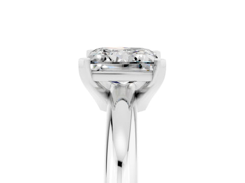 White gold Princess Cut Moissanite Solitaire Engagement Ring with Round Band and Four-Prong Setting_5