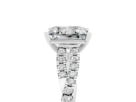 White gold Princess Cut Moissanite Solitaire Engagement Ring with Twisted Pavé Band and Four-Prong Setting_17