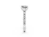 White gold Princess Cut Moissanite Solitaire Pavé Band with Four-Prong Setting_2