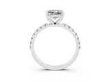 White gold Princess Cut Moissanite Solitaire Pavé Band with Four-Prong Setting_3