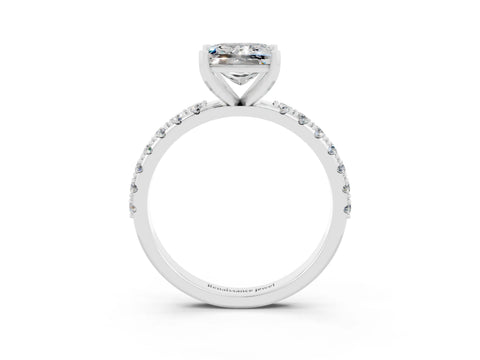 White gold Princess Cut Moissanite Solitaire Pavé Band with Four-Prong Setting_3