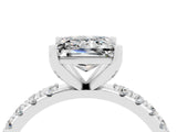 White gold Princess Cut Moissanite Solitaire Pavé Band with Four-Prong Setting_4
