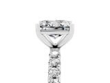 White gold Princess Cut Moissanite Solitaire Pavé Band with Four-Prong Setting_5