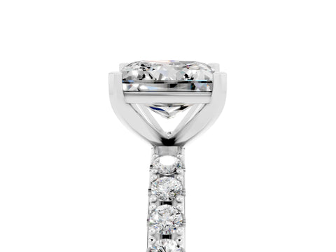 White gold Princess Cut Moissanite Solitaire Pavé Band with Four-Prong Setting_5