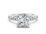 White gold Princess Cut Moissanite Solitaire Pavé Engagement Ring with Four-Prong Setting_12