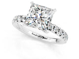 White gold Princess Cut Moissanite Solitaire Pavé Engagement Ring with Four-Prong Setting_13