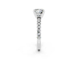 White gold Princess Cut Moissanite Solitaire Pavé Engagement Ring with Four-Prong Setting_14