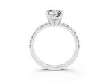 White gold Princess Cut Moissanite Solitaire Pavé Engagement Ring with Four-Prong Setting_15