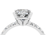 White gold Princess Cut Moissanite Solitaire Pavé Engagement Ring with Four-Prong Setting_16