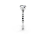 White gold Princess Cut Moissanite Solitaire Pavé Engagement Ring with Round Band and Prong Setting_14