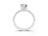 White gold Princess Cut Moissanite Solitaire Pavé Engagement Ring with Round Band and Prong Setting_15