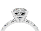 White gold Princess Cut Moissanite Solitaire Pavé Engagement Ring with Round Band and Prong Setting_16
