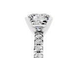 White gold Princess Cut Moissanite Solitaire Pavé Engagement Ring with Round Band and Prong Setting_17