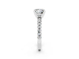 White gold Princess Cut Moissanite Solitaire Pavé Engagement Ring with Round Band and Prong Setting_68