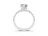 White gold Princess Cut Moissanite Solitaire Pavé Engagement Ring with Round Band and Prong Setting_69
