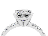 White gold Princess Cut Moissanite Solitaire Pavé Engagement Ring with Round Band and Prong Setting_70
