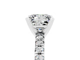 White gold Princess Cut Moissanite Solitaire Pavé Engagement Ring with Round Band and Prong Setting_71